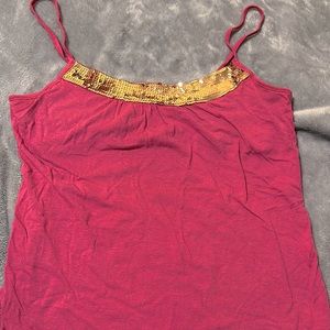 Old navy fuchsia gold sequin tank top